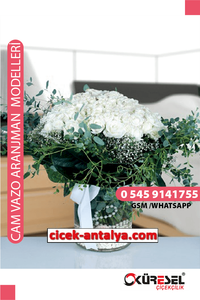 11 ADET KIRMIZI GÜL CAM VAZO ÜRÜN KODU CV66 Cam Vazolu Çiçek Aranjman