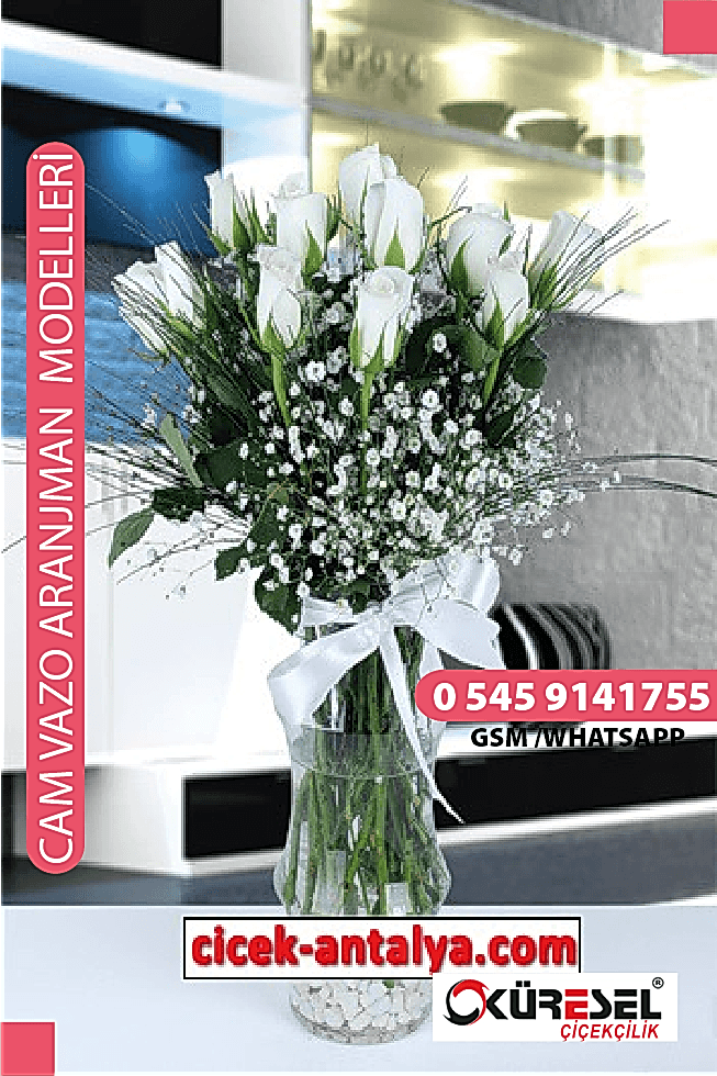 11 GÜL ÜRÜN KODU CV15 Cam Vazolu Çiçek Aranjman