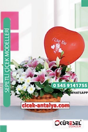 BALON TATLI AŞKIM PEMBE LİLYUM VE KIR ÇİÇEKLERİ ÜRÜN KODU SPA23 Çiçek Sepet Aranjman