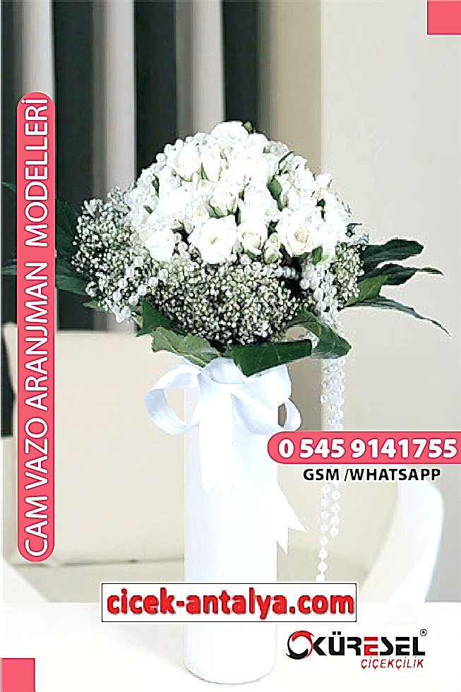 VAZODA 20 KIRMIZI GÜL ÜRÜN KODU CV08 Cam Vazolu Çiçek Aranjman vazoda 20 kirmizi gül