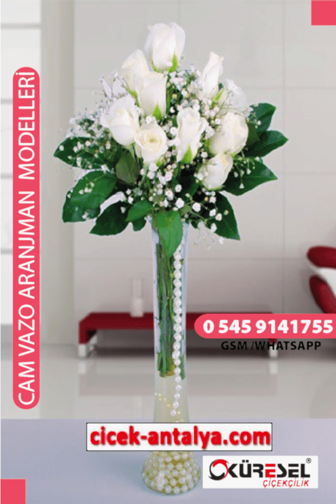VAZO PAPATYALAR ÜRÜN KODU CV51 Cam Vazolu Çiçek Aranjman vazoda papatya